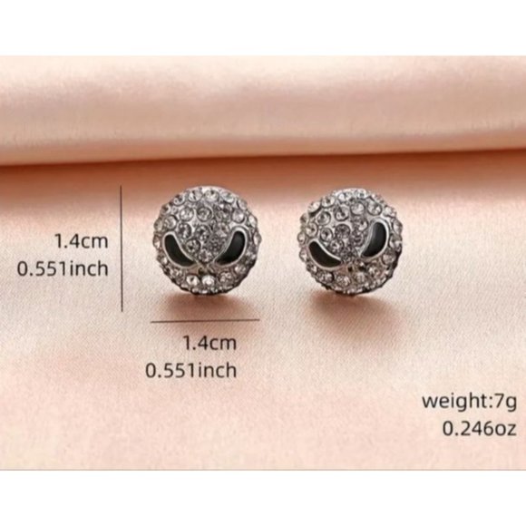 New! Nightmare Before Christmas Jack Skellington Rhinestone Earrings, Nickel Fre - Picture 3 of 3